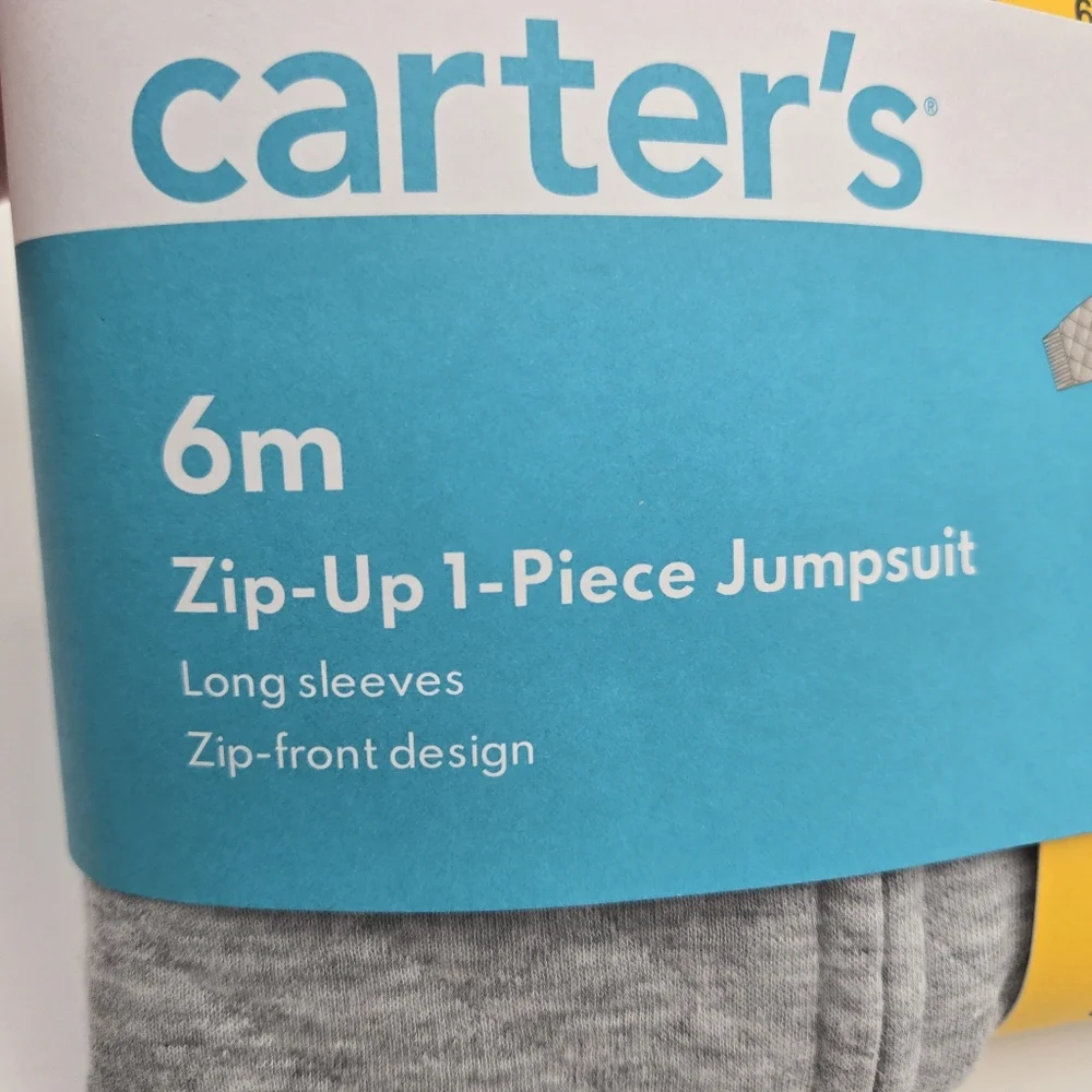 NEW Carters Hooded Gray Bear Quilted Zip Up 1 Piece Jumpsuit Infant Size 6M